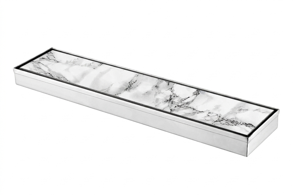Marble insert channel drain 